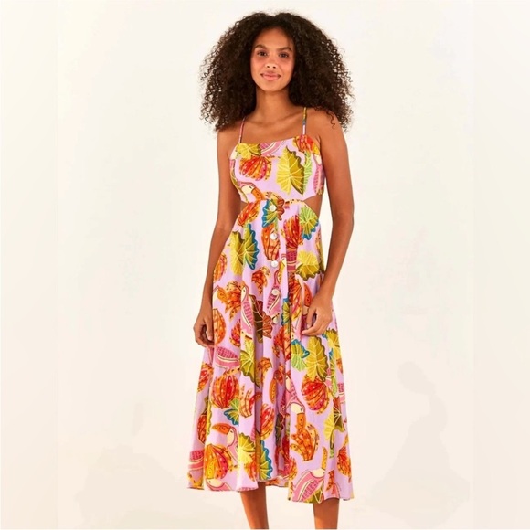 Farm Rio lilac bananas midi dress NWT - Picture 6 of 10